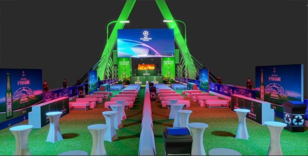 High-resolution LED wall showing UEFA Champions League LED screen experience highlights